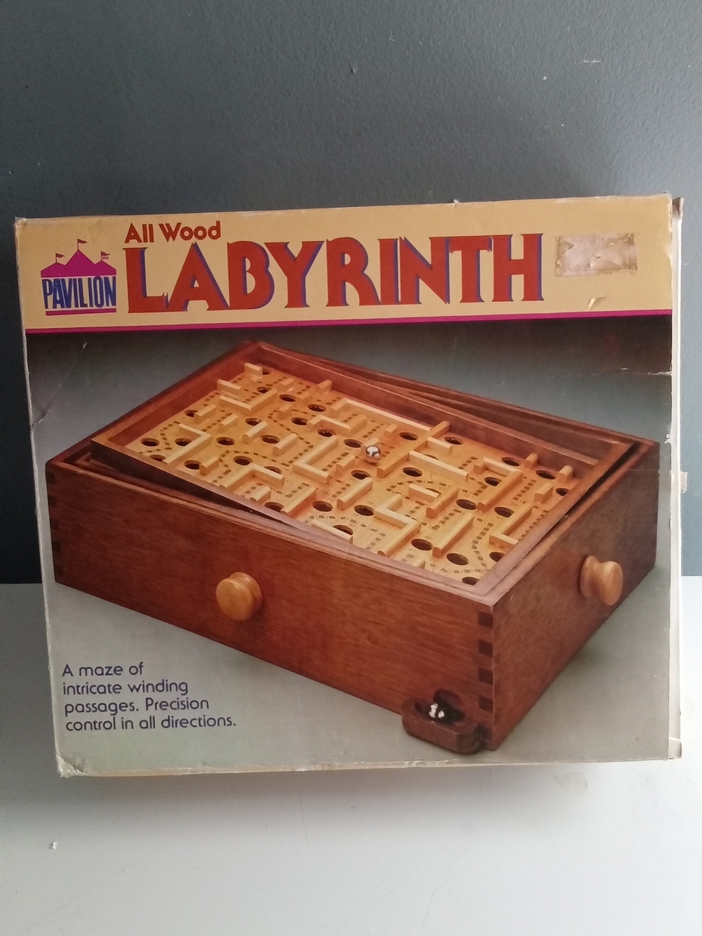 Pavilion All Wood Labyrinth Vintage Tabletop Wooden Maze Game with Box